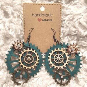 Kinetic gear earrings 4 hours to create